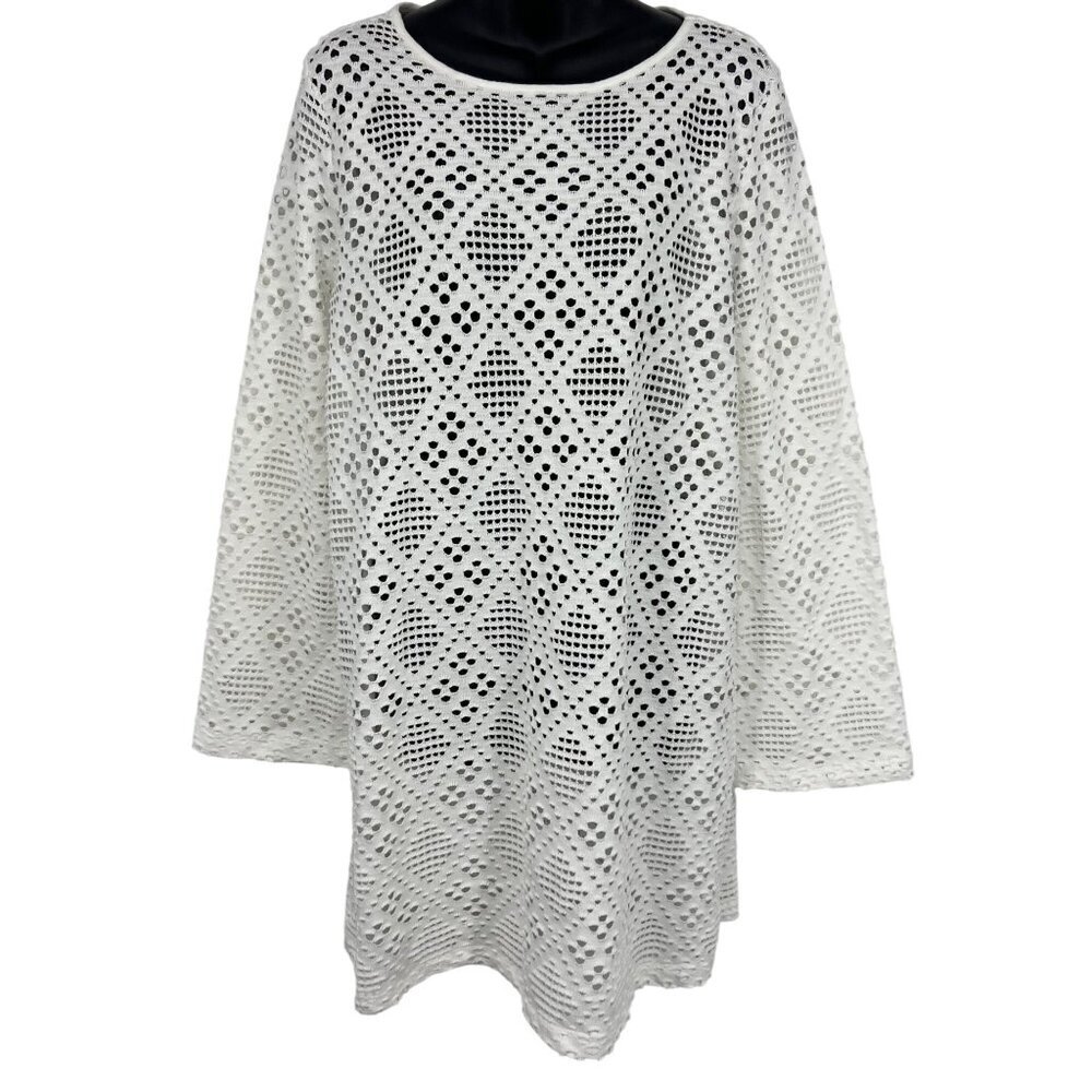 Haute Hippie Style White Diamond Eyelet Tunic Cover Up XL Extra Large New